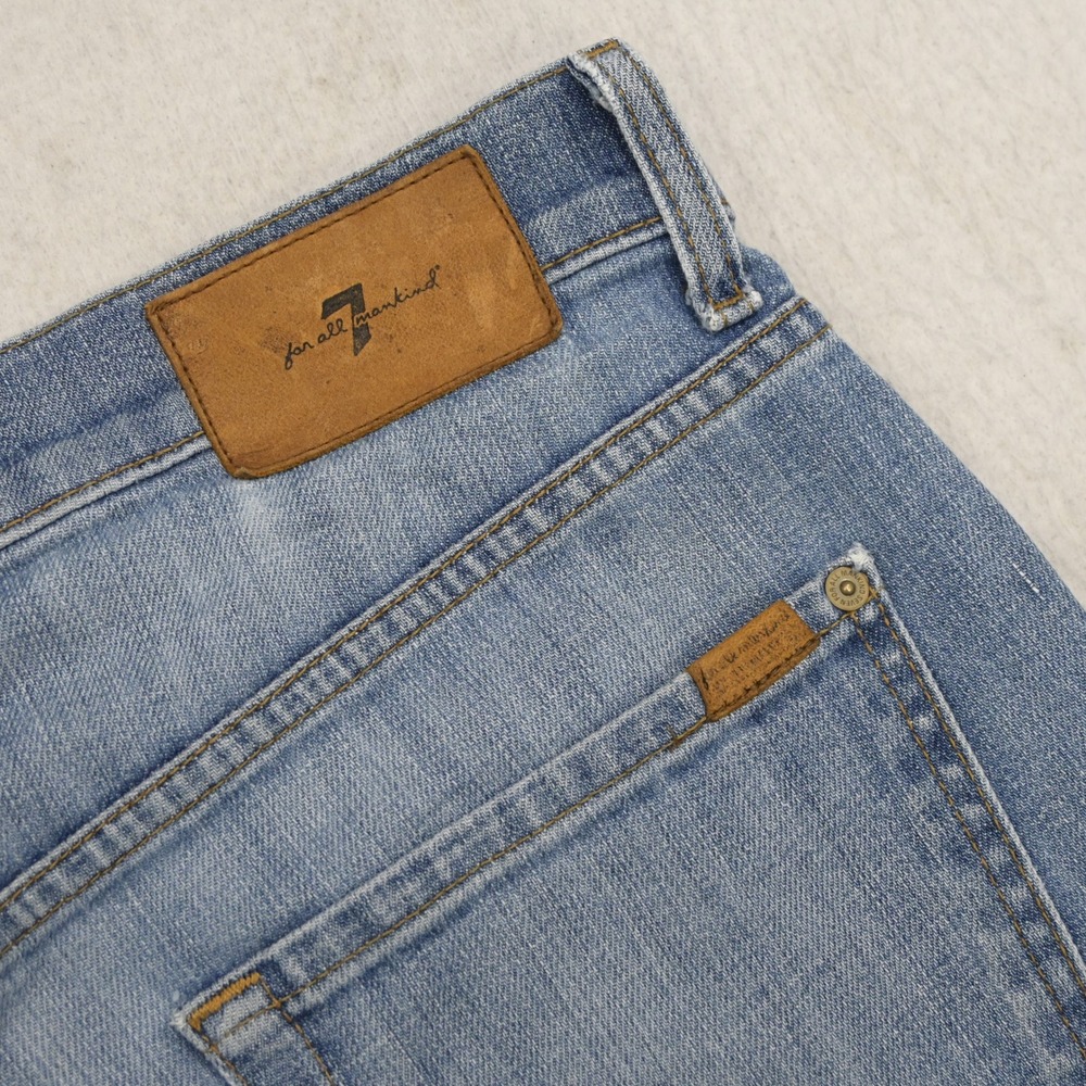 7 For All Mankind The Straight Jeans Mens 32 Straight Leg Blue Faded USA MADE